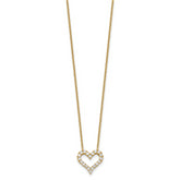 Sterling Silver Gold-tone CZ Heart With  2in ext. Necklace